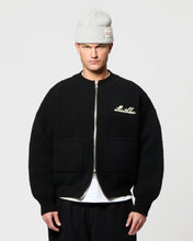 Load image into Gallery viewer, CHAINSTITCH KNIT BOMBER - BLACK
