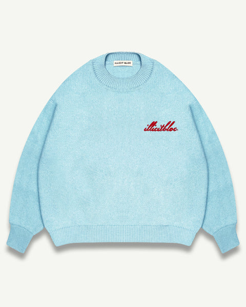 CHAINSTITCH KNIT JUMPER - GLACIER BLUE