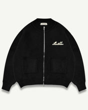 Load image into Gallery viewer, CHAINSTITCH KNIT BOMBER - BLACK
