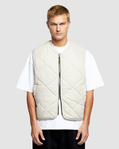 QUILTED GILET - OYSTER