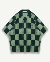 Load image into Gallery viewer, KNITTED CROCHET CHECK SHIRT - GREEN
