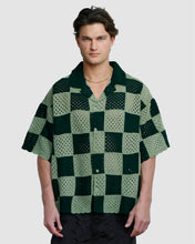 Load image into Gallery viewer, KNITTED CROCHET CHECK SHIRT - GREEN
