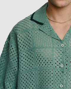 KNITTED CROCHET SHIRT - GREEN