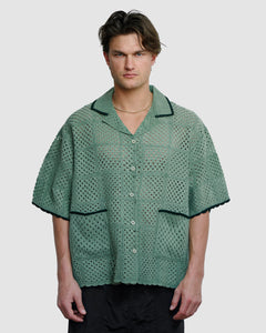 KNITTED CROCHET SHIRT - GREEN