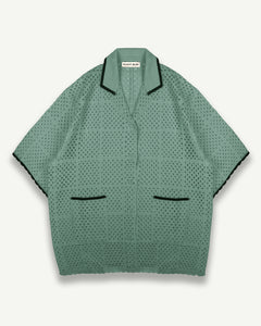 KNITTED CROCHET SHIRT - GREEN