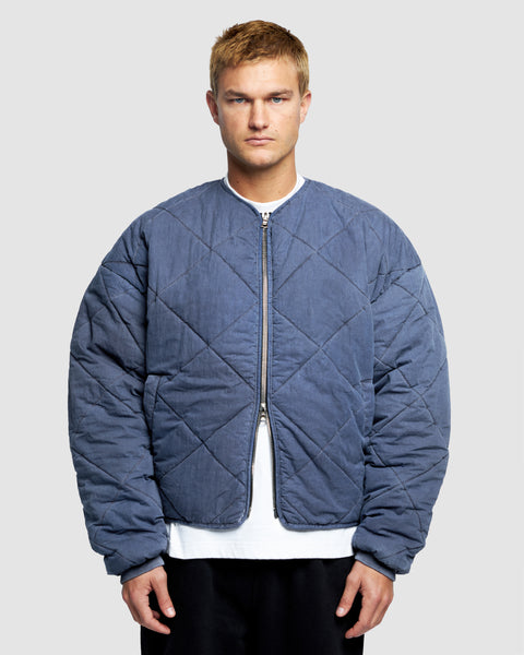 QUILTED BOMBER - WASHED NAVY