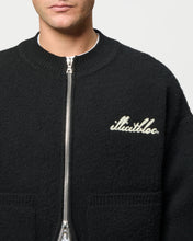 Load image into Gallery viewer, CHAINSTITCH KNIT BOMBER - BLACK
