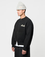 Load image into Gallery viewer, CHAINSTITCH KNIT BOMBER - BLACK
