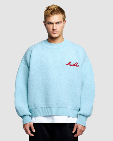 CHAINSTITCH KNIT JUMPER - GLACIER BLUE